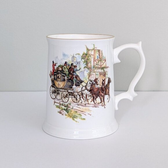 🇬🇧 1950s Royal Grafton Beer Stein / Beer Mug Carriage Scene Made In England - Picture 1 of 7